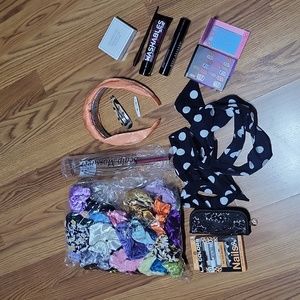Large Hair & nail accessories lot NEW scrunchies headband nail clipper tweezers